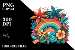 Retro Tropical Rainbow Clipart PNG Product Image 2