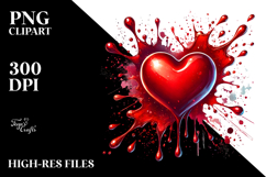 Red Glossy Heart Digital Painting PNG Product Image 2