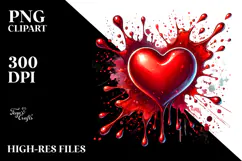 Red Glossy Heart Digital Painting PNG Product Image 2