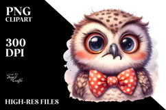 Baby Owl Portrait with Bow | Sublimation | Clipart Product Image 2