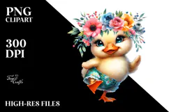 Watercolor Dancing Baby Duck PNG Product Image 2