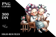 Old Lady Sitting in Chair with Hair Curlers Product Image 3
