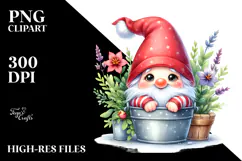 Watercolor Cute Gnome Sitting in Bucket | Clipart Product Image 2