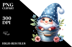 Watercolor Cute Gnome Sitting in Bucket | Clipart Product Image 2
