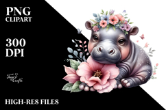 Adorned Baby Hippo PNG Product Image 2