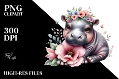 Adorned Baby Hippo PNG Product Image 2