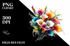 Watercolor Abstract Vibrant Bouquet with Colorful Calla Lily Product Image 3