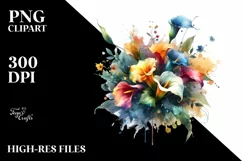 Vibrant Calla Lily Bouquet | Sublimation | Clipart Product Image 3