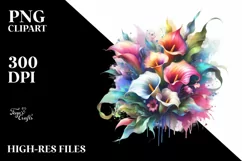 Watercolor Abstract Vibrant Bouquet with Colorful Calla Lily Product Image 1
