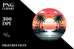 Retro Tropical Island Sunset PNG Product Image 2