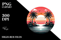 Retro Tropical Island Sunset PNG Product Image 2