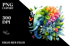 Vibrant Elephant with Abstract Frame PNG Product Image 2