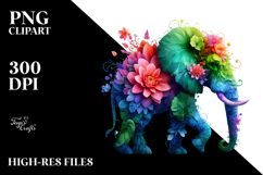 Vibrant Elephant with Abstract Frame PNG Product Image 2