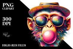 Quirky Monkey Portrait Blowing Chewing Gum | Clipart Product Image 3