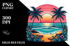 Retro Tropical Beach Sunset, Clipart Product Image 2