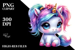 Cute Unicorn with Cool Haircut PNG Product Image 2