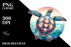 Colorful Whimsical Sea Turtle Sticker Clipart Product Image 3