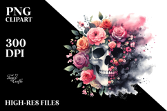 Skull with Spring Flowers PNG Product Image 2