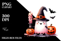 Simple Funny Halloween Ghost Clipart PNG Product Image 2