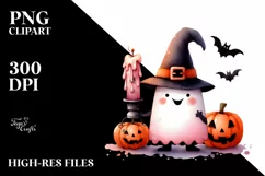 Simple Funny Halloween Ghost Clipart PNG Product Image 1