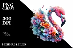 Artistic 3D Flamingo Half Flower | Clipart Product Image 3