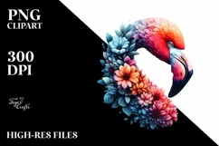 Artistic 3D Flamingo Half Flower | Clipart Product Image 3