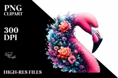 Artistic 3D Flamingo Half Flower | Clipart Product Image 3
