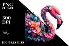 Artistic 3D Flamingo Half Flower | Clipart Product Image 1