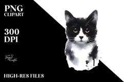 Simple Black Cat Watercolor, PNG Product Image 2