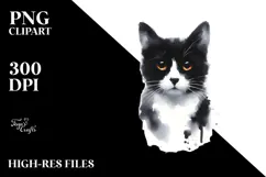 Simple Black Cat Watercolor, PNG Product Image 2