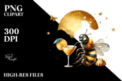 Bee with Beachwear and Cocktail PNG Product Image 2