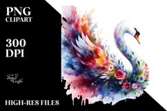 Abstract Vibrant Swan Watercolor Product Image 1