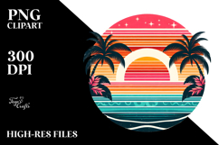 Retro Tropical Rainbow Sunset PNG Product Image 2