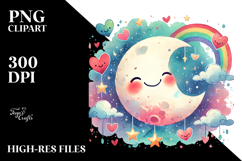Cheerful Moon with Rainbow PNG Product Image 2