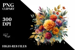 Colorful Abstract Bouquet Gold Foil Clipart Product Image 1