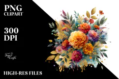 Colorful Abstract Bouquet Gold Foil Clipart Product Image 2