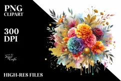 Colorful Abstract Bouquet Gold Foil Clipart Product Image 1