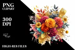 Colorful Abstract Bouquet Gold Foil Clipart Product Image 1