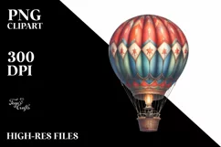Vintage Hot Air Balloon with Fireworks Product Image 1