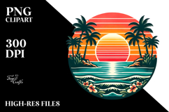 Retro Tropical Island Sunset PNG Product Image 2