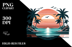 Retro Tropical Island Sunset PNG Product Image 2