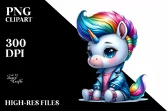 Sitting Baby Unicorn PNG Product Image 1