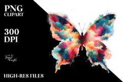 Colorful Butterfly Grungy Silhouettes PNG Product Image 2