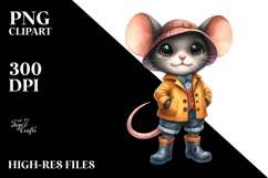 Expressive Mouse with Rain Boots Clipart Product Image 2