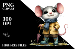 Expressive Mouse with Rain Boots Clipart Product Image 2