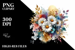 Colorful Abstract Bouquet Gold Foil Clipart Product Image 3