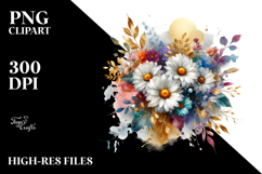 Colorful Abstract Bouquet Gold Foil Clipart Product Image 2