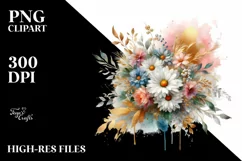 Colorful Abstract Bouquet Gold Foil Clipart Product Image 1
