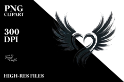 Heart with Wings Paintbrush Style PNG Product Image 2