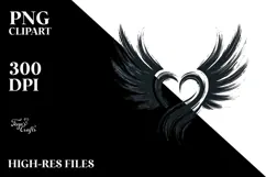 Heart with Wings Paintbrush Style PNG Product Image 2